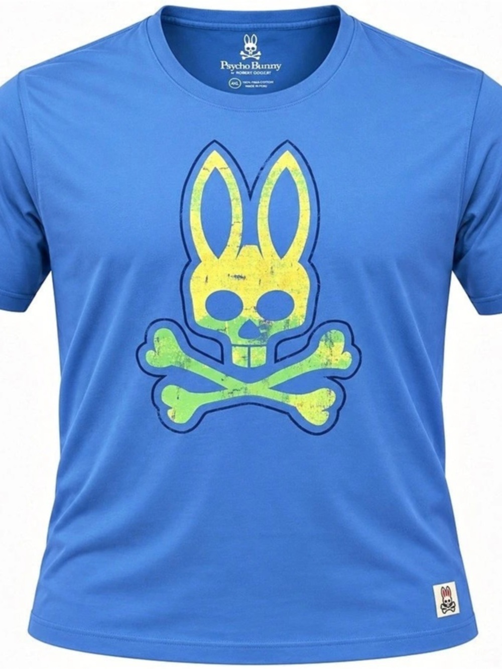 Psycho Bunny Robert Godley Mens 4XL Blue Pima Cotton Graphic T Shirt Skull